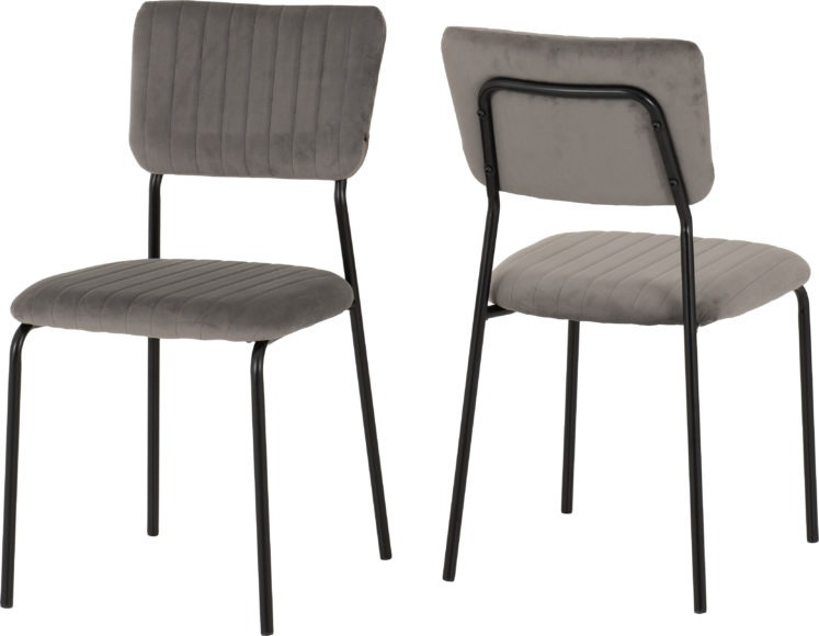 Seconique Sheldon Chair (Box Of 4) Grey Velvet Fabric