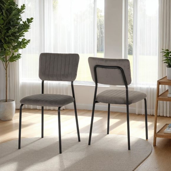 seconique Sheldon Chair (Box of 4) Grey Velvet Fabric