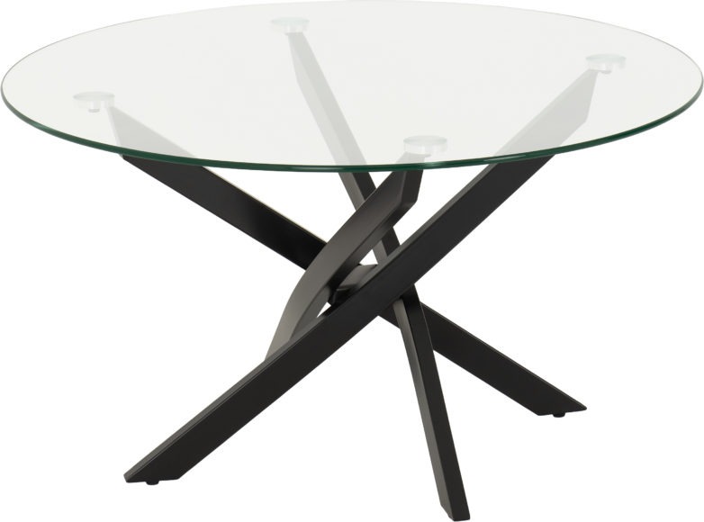 Seconique Sheldon Round Coffee Table Clear Glass/Black