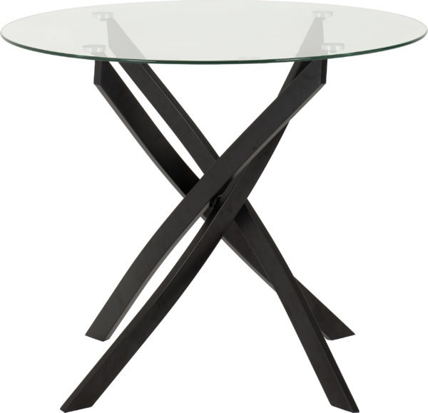 seconique Sheldon Round Glass Top Dining Table Clear Glass/Black