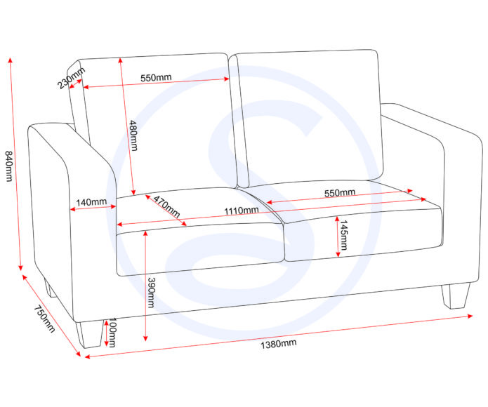 Seconique Tempo Two Seater Sofa-in-a-Box Black Faux Leather