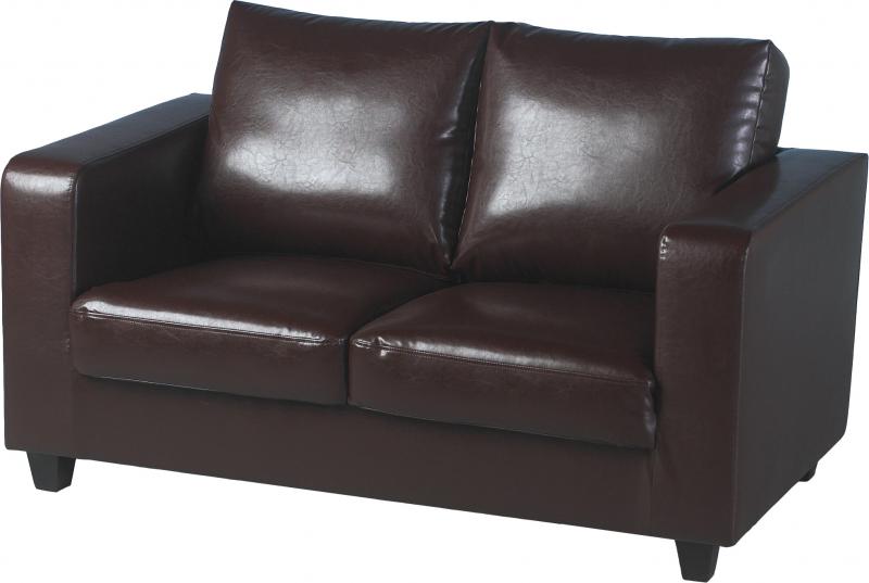 Seconique Tempo Two Seater Sofa-in-a-Box Brown Faux Leather