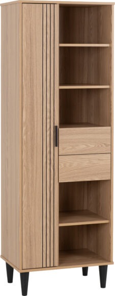 Seconique Tessa 1 Door 2 Drawer Bookcase Unit Natural Oak Effect