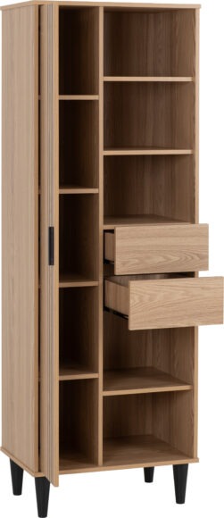Seconique Tessa 1 Door 2 Drawer Bookcase Unit Natural Oak Effect