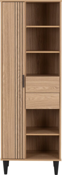 Seconique Tessa 1 Door 2 Drawer Bookcase Unit Natural Oak Effect
