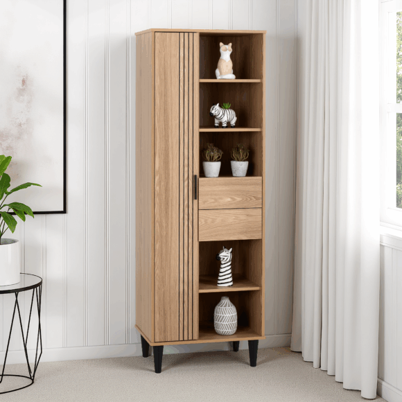 seconique Tessa 1 Door 2 Drawer Bookcase Unit Natural Oak Effect