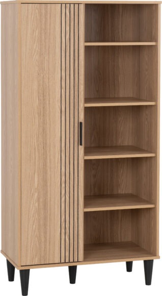 Seconique Tessa 1 Door Bookcase Unit Natural Oak Effect