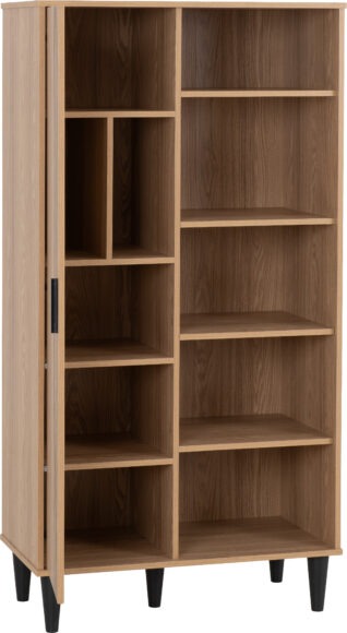Seconique Tessa 1 Door Bookcase Unit Natural Oak Effect