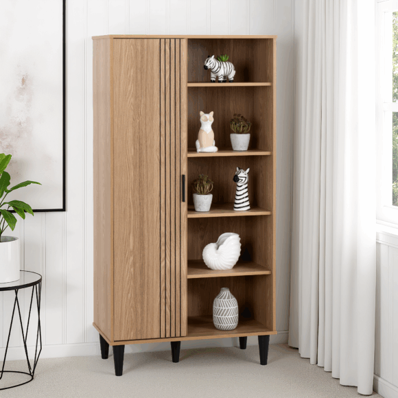 seconique Tessa 1 Door Bookcase Unit Natural Oak Effect