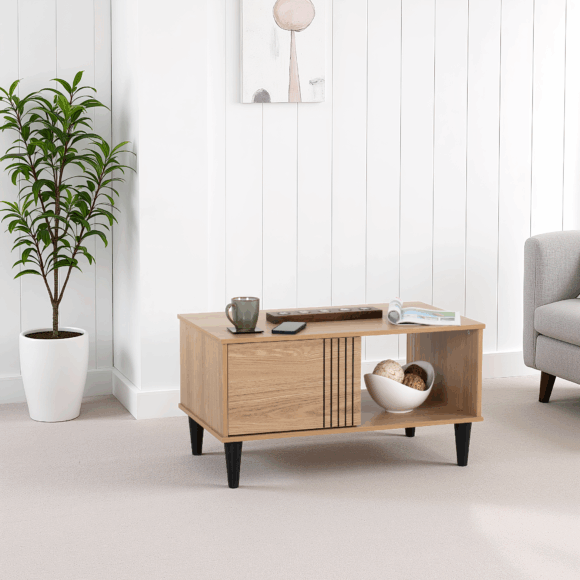seconique Tessa 1 Door Coffee Table Natural Oak Effect