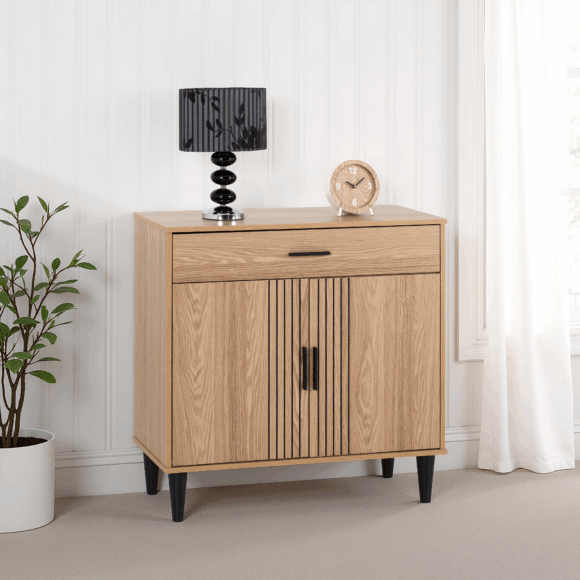 seconique Tessa 2 Door 1 Drawer Sideboard Natural Oak Effect