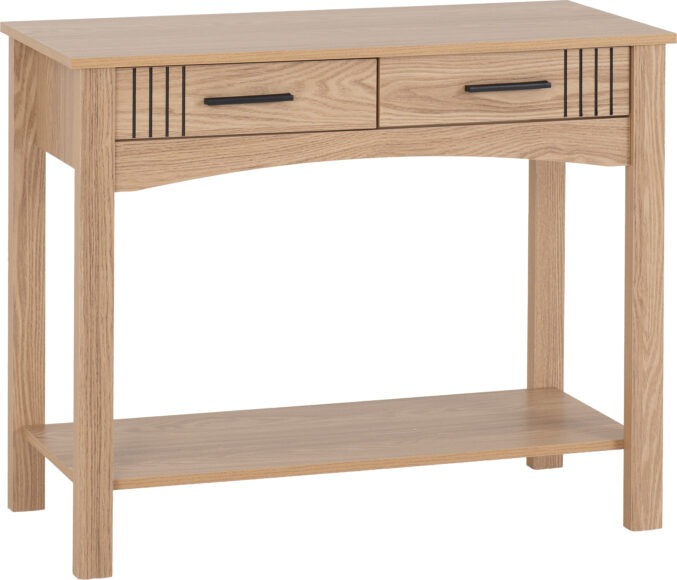 Seconique Tessa 2 Drawer Console Table Natural Oak Effect