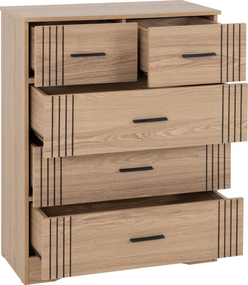 Seconique Tessa 3+2 Drawer Chest Natural Oak Effect
