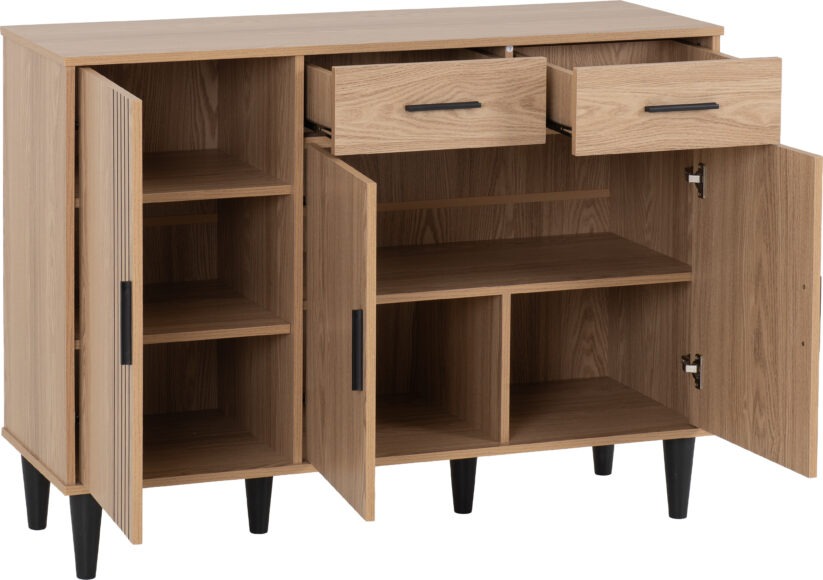 Seconique Tessa 3 Door 2 Drawer Sideboard Natural Oak Effect