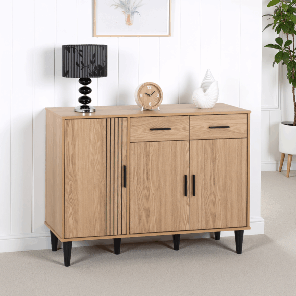 seconique Tessa 3 Door 2 Drawer Sideboard Natural Oak Effect