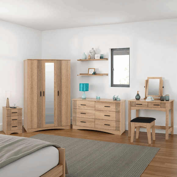 Seconique Tessa 3 Drawer Bedside Natural Oak Effect