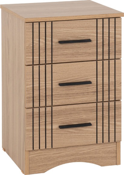 Seconique Tessa 3 Drawer Bedside Natural Oak Effect
