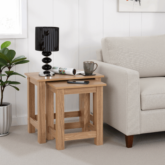 seconique Tessa Nest of 2 Tables Natural Oak Effect