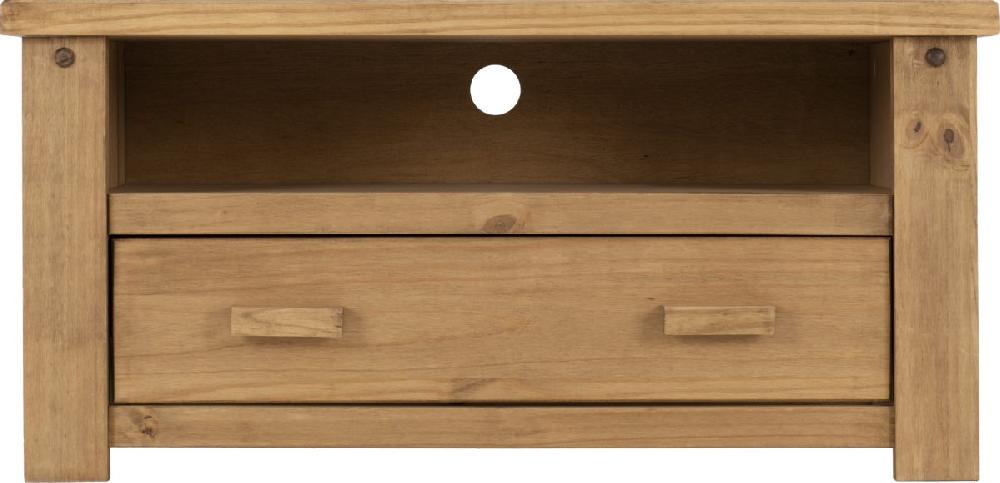 Seconique Tortilla 1 Drawer Flat Screen TV Unit Distressed Waxed Pine