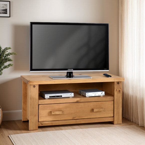 seconique Tortilla 1 Drawer Flat Screen TV Unit Distressed Waxed Pine