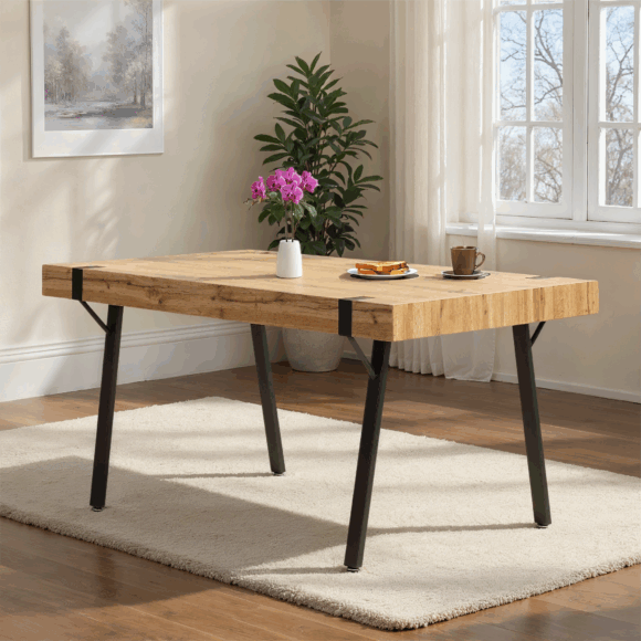 seconique Treviso Dining Table Light Oak Effect/Black