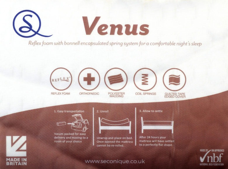 Seconique Venus 4'6" Memory Cool Rolled Mattress White