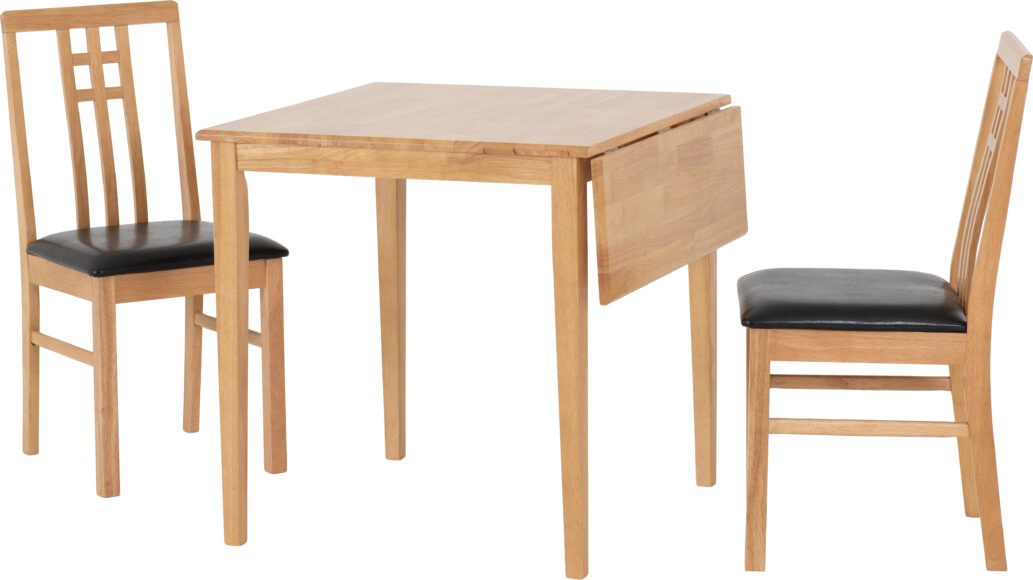 Seconique Vienna Drop Leaf Dining Set Medium Oak/Brown Faux Leather