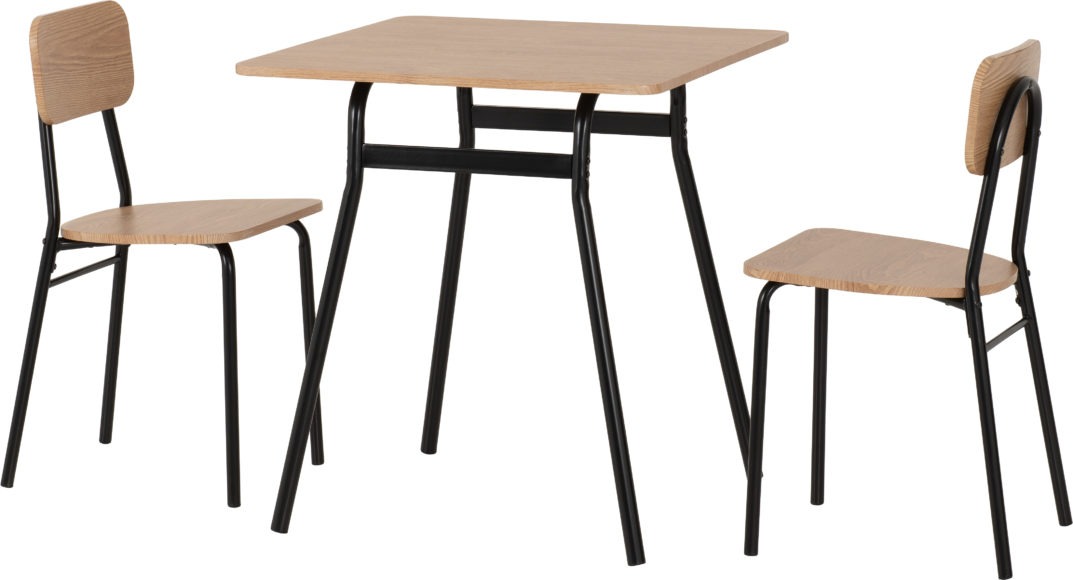 Seconique Warren 1+2 Dining Set Russet Oak Effect/Black