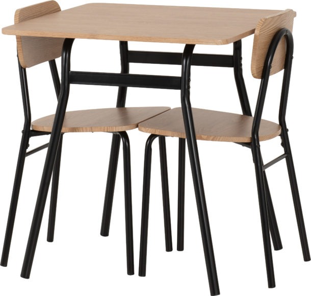Seconique Warren 1+2 Dining Set Russet Oak Effect/Black