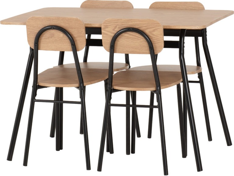 Seconique Warren 1+4 Dining Set Russet Oak Effect/Black