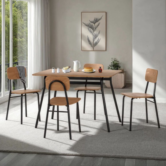 seconique Warren 1+4 Dining Set Russet Oak Effect/Black