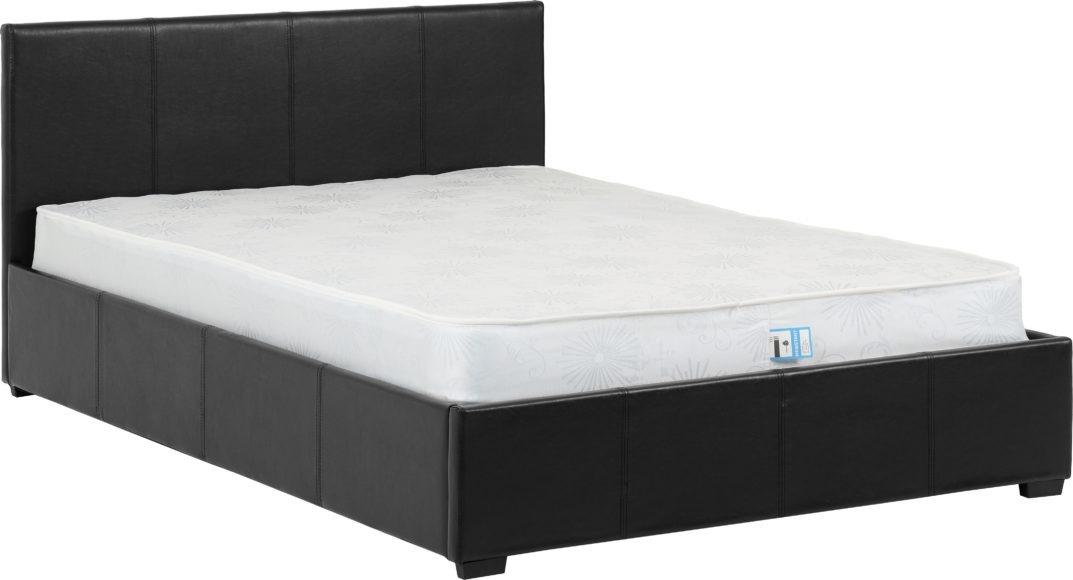 Seconique Waverley 5' Storage Bed Black Faux Leather