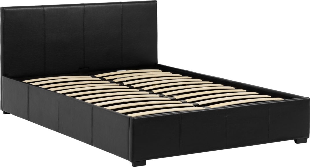 Seconique Waverley 5' Storage Bed Black Faux Leather