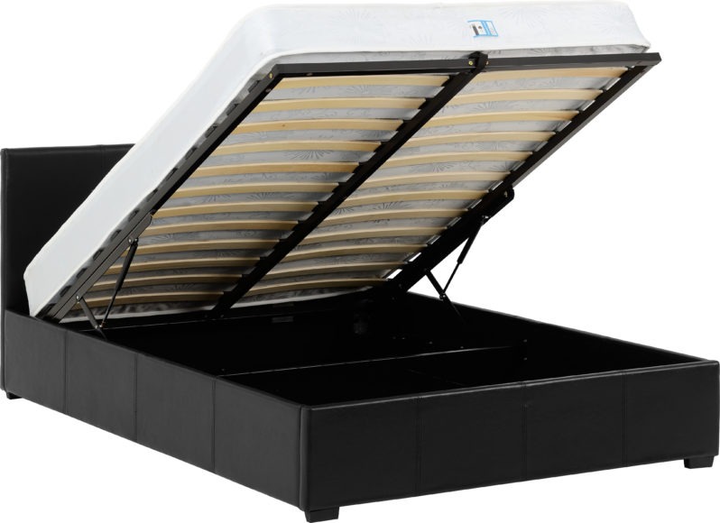 seconique Waverley 5' Storage Bed Black Faux Leather