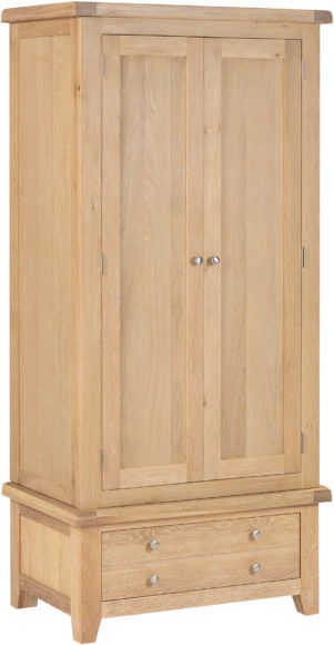 Seconique Windsor 2 Door 1 Drawer Wardrobe Natural Oak
