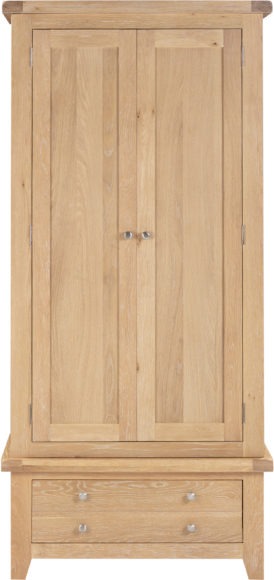 Seconique Windsor 2 Door 1 Drawer Wardrobe Natural Oak