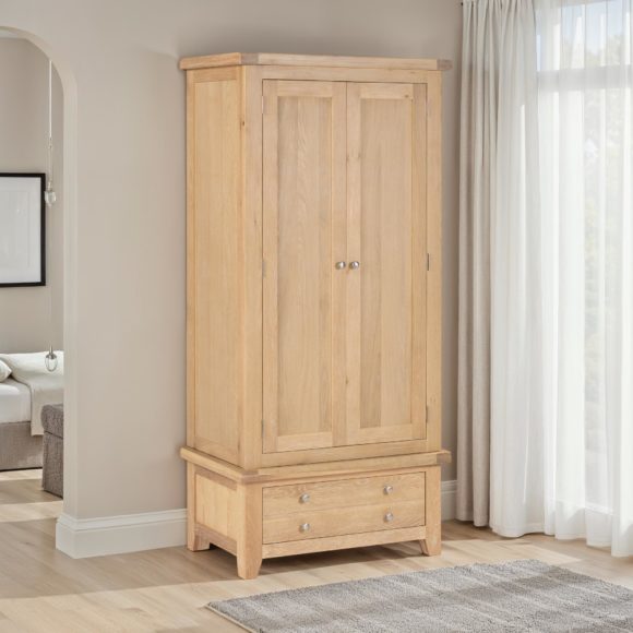 seconique Windsor 2 Door 1 Drawer Wardrobe Natural Oak