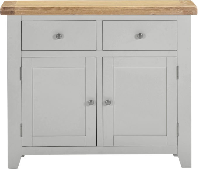 Seconique Windsor 2 Door 2 Drawer Sideboard Pebble Grey/Oak