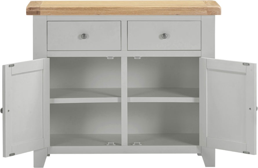 Seconique Windsor 2 Door 2 Drawer Sideboard Pebble Grey/Oak