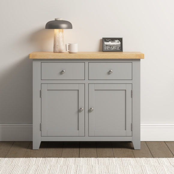 seconique Windsor 2 Door 2 Drawer Sideboard Pebble Grey/Oak