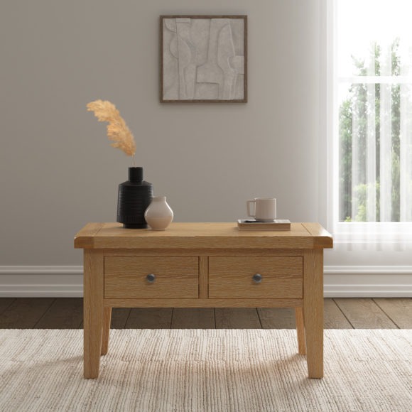 seconique Windsor 2 Drawer Coffee Table Natural Oak