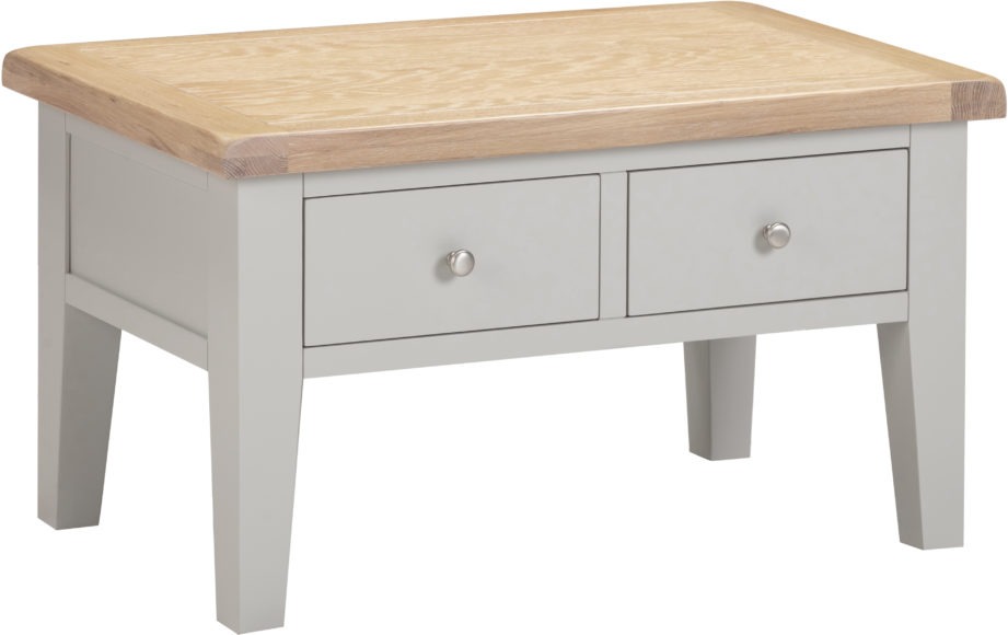 Seconique Windsor 2 Drawer Coffee Table Pebble Grey/Oak