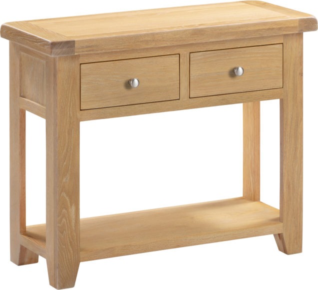 Seconique Windsor 2 Drawer Console Table Natural Oak