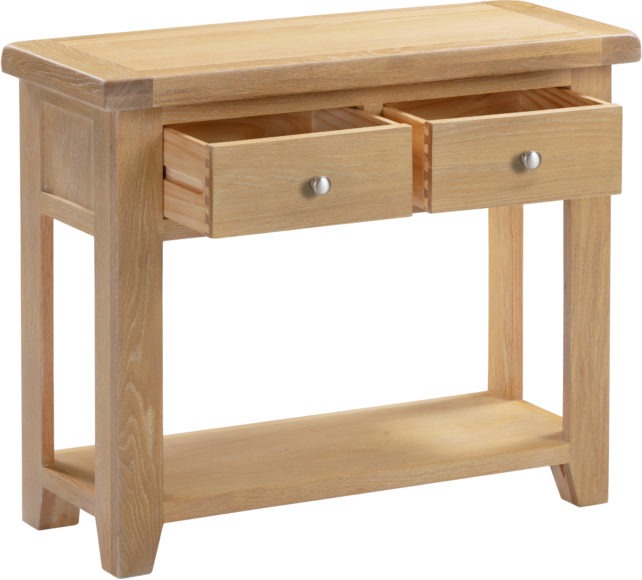 Seconique Windsor 2 Drawer Console Table Natural Oak