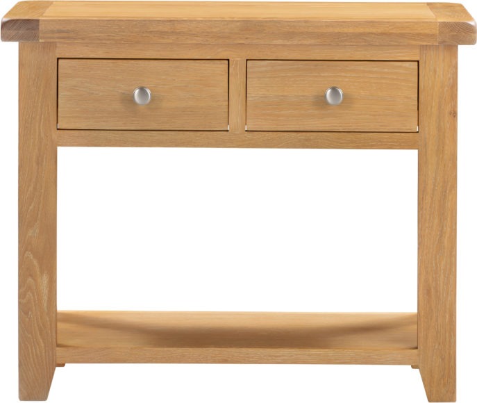 Seconique Windsor 2 Drawer Console Table Natural Oak