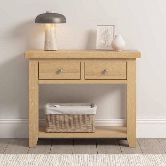 seconique Windsor 2 Drawer Console Table Natural Oak