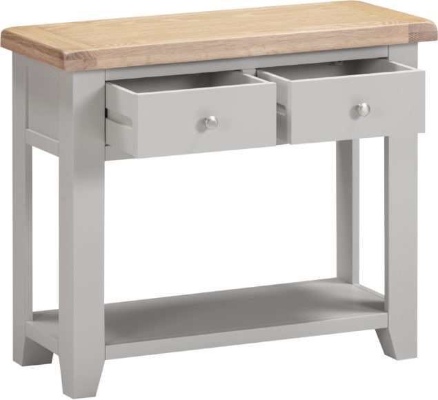 Seconique Windsor 2 Drawer Console Table Pebble Grey/Oak