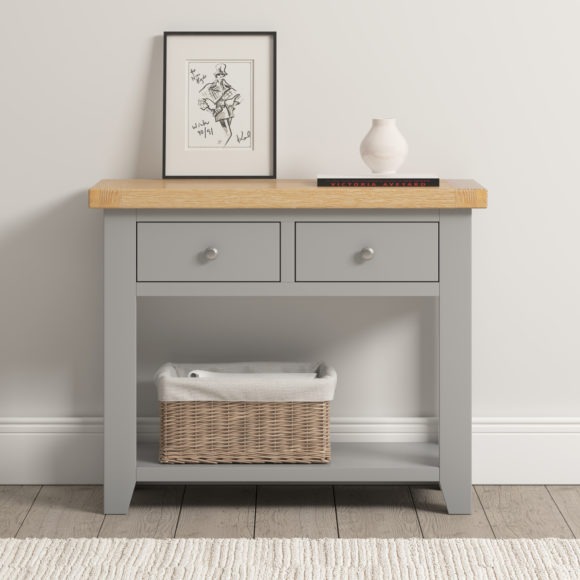 seconique Windsor 2 Drawer Console Table Pebble Grey/Oak