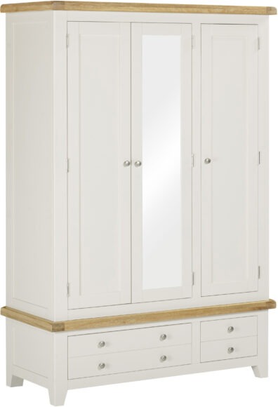 Seconique Windsor 3 Door 2 Drawer Wardrobe Ivory/Oak
