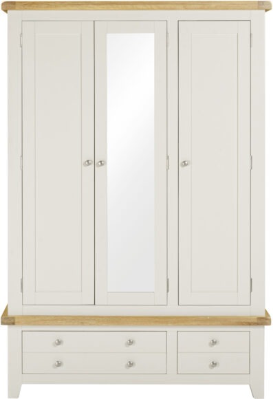 Seconique Windsor 3 Door 2 Drawer Wardrobe Ivory/Oak